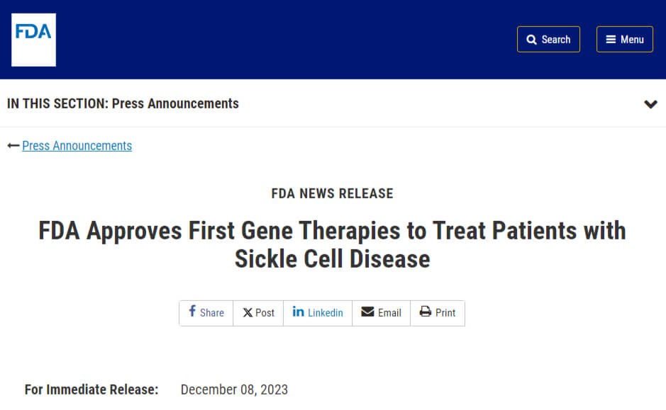 2023年12月8日，美国FDA核准了两款拥有里程碑意思的疗法——Casgevy和Lyfgenia.jpg